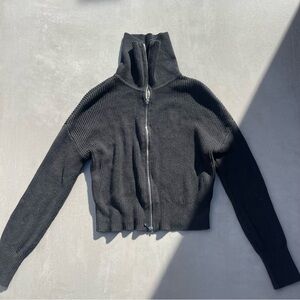 Abercrombie & Fitch Black Zip-Up Ribbed Sweater